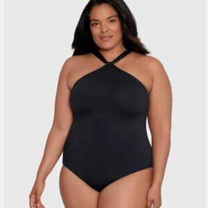 LAUREN RALPH LAUREN Black Slimming High Neck One Piece Swimsuit--NWT--18W